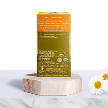 A TATA Product - Organic India Simply Chamomile Infusion, 25 Tea Bags, Certified Organic, Soothing & Relaxing, Caffeine-Free, Whole Herb Blend